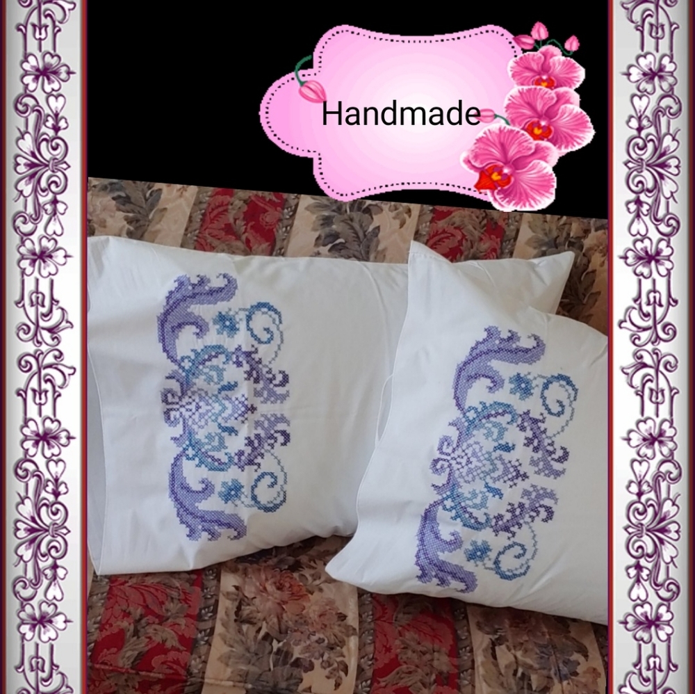New Handmade pair pillowcases rare!